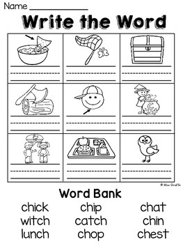 digraphs ch worksheets and activities phonics no prep pack by miss giraffe