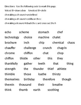 Digraph CH and TH practice by Candice Watkins | Teachers Pay Teachers