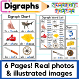 Digraph Charts and Word List - ch  kn  sh  ph  th  wh