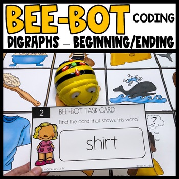 Preview of Bee Bot Printables Digraphs & Blends Activities Coding Mat sh, th, wh, ch, ph