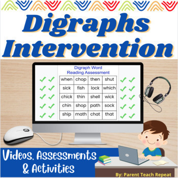 Preview of Digraph NO PREP Phonics Reading Intervention Digital | Assessment RTI MTSS