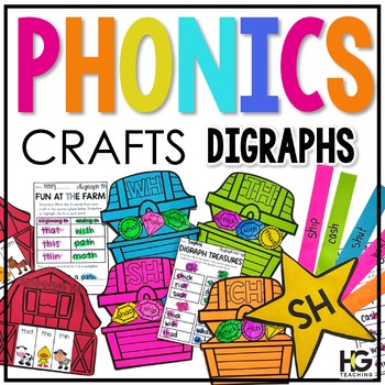 Preview of Digraph Phonics Crafts | ch, sh, th, wh, ck | Glued Sounds ng, nk