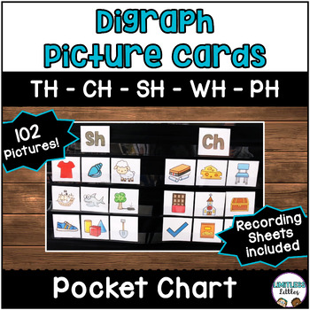 Preview of Digraph Picture Cards (Pocket Chart) | th sh ch wh ph