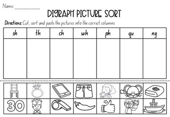 Digraph Picture Sort Wh Sh Ph Th Ch Ng Qu By Mrs Bakhos Tpt