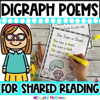 Preview of 12 Digraph Poems for Shared Reading Poems for the digraphs SH, CH, TH, WH Poetry