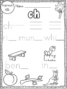 Digraph Practice Sheets th-ch-sh-wh-ph by Tara West | TpT