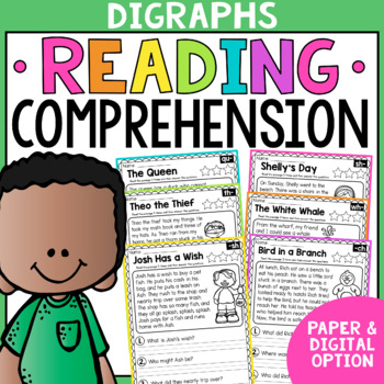 Preview of Digraph Reading Passages - Comprehension - PAPER & DIGITAL
