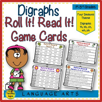 Preview of Digraph Roll It Read It Game Cards th, sh, ch, wh & ph sounds