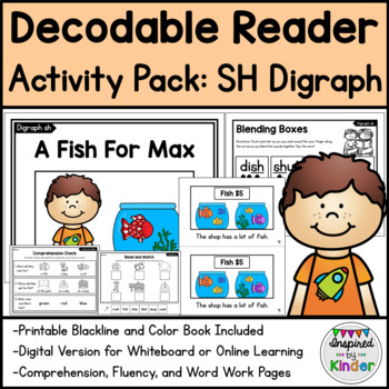 Preview of Decodable Reader Kindergarten | SH Digraph | Fluency/Word Work/Comprehension