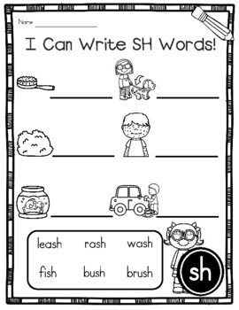 digraph sh phonics practice printables and activities beginning and