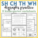 Simple Digraphs Worksheets sh- ch- th- wh- Kindergarten 1s