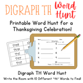 Digraph TH Word Hunt - Write the Room Printable