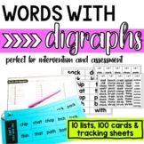 Digraph Word List and Cards with Tracking Sheet for Interv
