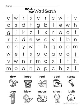 Digraph Word Search (oo & ew) by First Grade Fanatics | TpT