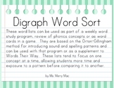 Digraph Word Sort | Orton-Gillingham Spelling List