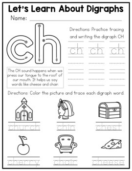 Digraph Worksheets by Amanda's Little Learners | TpT