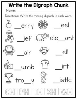 digraph worksheets by amandas little learners tpt