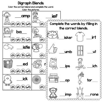 Digraph Worksheets SH CH TH WH by The Support Butterfly | TPT