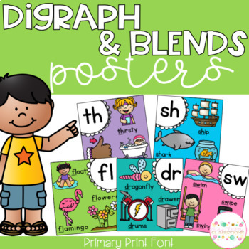 Preview of Digraph and Blends Posters - Primary Print Font