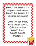 Digraph ch and vowel y French Fry Fluency Poem Poster