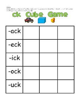 Digraph ck Literacy Station Word Work by Kindergarten Squared | TpT