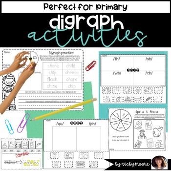 Preview of Digraph Worksheet Packet - Sh, Th, Ch, Wh, Ph, Qu Digraph Worksheet Packet