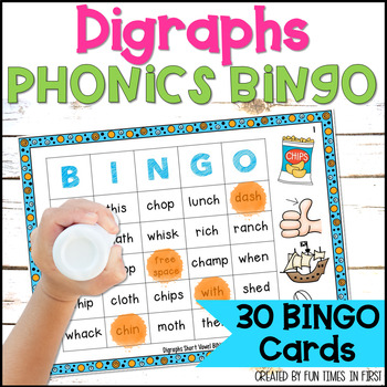 Preview of Digraphs Bingo Game with Short Vowels - No Prep Phonics Games