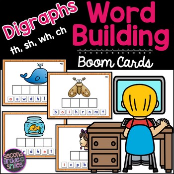 Preview of Digraphs Boom Cards (th, sh, wh, ch) - Word Building