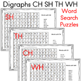 Digraphs CH SH TH WH Word Search Puzzles