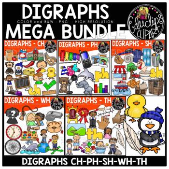 Preview of Digraphs Clip Art Mega Bundle {Educlips Clipart}