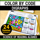 Digraphs Color by Code Summer Worksheets Science of Readin