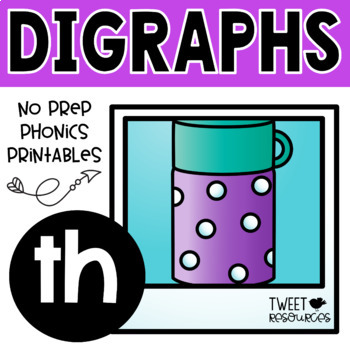 Preview of Digraphs TH phonics literacy printables for Kindergarten and First Grade