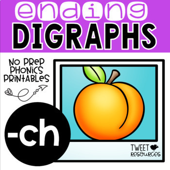 Preview of Ending Digraphs Phonics CH Literacy Printables for Kindergarten & First Grade