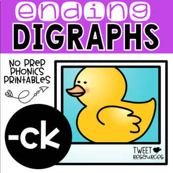 Preview of Digraphs Phonics NO PREP Printables "ck" for Kindergarten and First Grade
