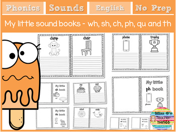 Preview of Digraphs Little Phonics Books BUNDLE - practise sh ch th ph qu and wh