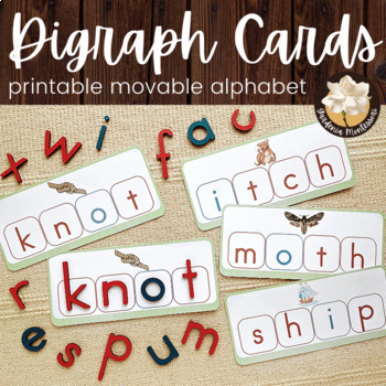 Preview of Digraphs Montessori Green Series Movable Alphabet Phoneme Segmentation Word List