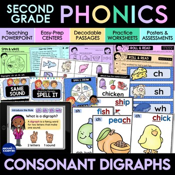 Preview of Consonant Digraphs Activities, Centers, Decodable Passages & Worksheets