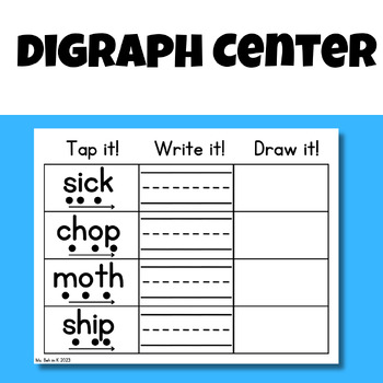 Preview of Digraphs Phonics Center (Tap it, Write it, Draw it)