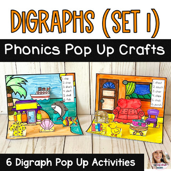 Preview of Digraphs Phonics Pop Up Crafts and Spelling Activities SET 1