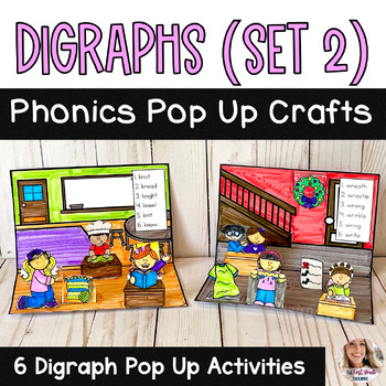 Preview of Digraphs Phonics Pop Up Crafts and Spelling Activities SET 2