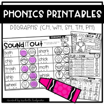 Preview of Digraphs Phonics Worksheets Printables Word Work