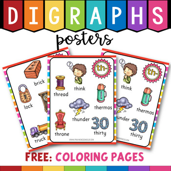 Digraphs Posters And Coloring Pages Th Sh Ch Wh Ph Qu Tch Ng Ck