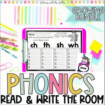 Preview of Phonics Read and Write the Room Growing Bundle Digraphs Short Vowels Bossy R
