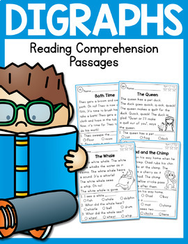 Preview of Digraphs Reading Comprehension Passages with Boom Cards Distance Learning