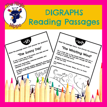 Preview of Digraphs Reading Passages & Coloring Set - 24 passages | PDF | Digital | Easel