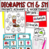 Digraphs - Phonics Centers - Worksheets - Puzzles - SH CH