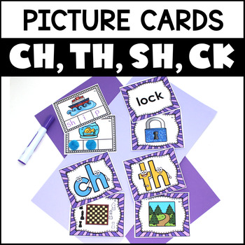 Preview of Digraphs SH, CH, CK, and TH Picture Cards for Phonemic Awareness and Phonics