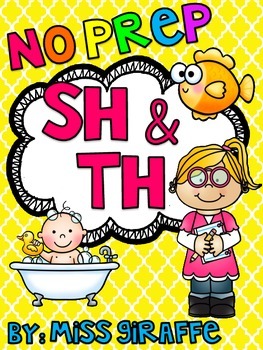 Preview of Digraphs SH TH Worksheets and Activities NO PREP Phonics Centers