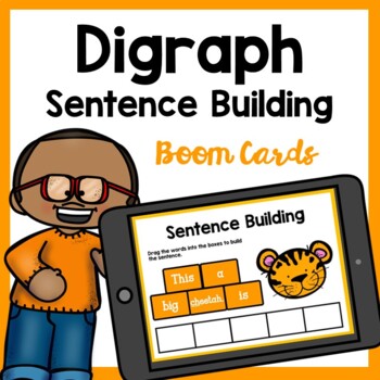 Preview of Digraphs Sentence Building Boom Cards - Sentence Building Game
