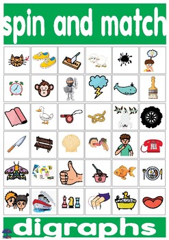 Preview of Digraphs Spin and Match / board game / consonant digraphs / NO PREP